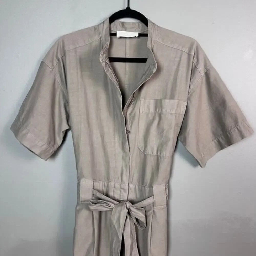 Everlane Short-sleeve Jumpsuit size 6 organic cotton boiler‎ suit workwear khaki
